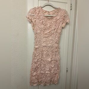 Lulus Pink Dress Size Medium Bodycon Floral Peach